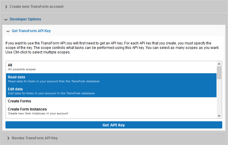 Get Trans Form Apikey